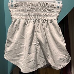 Nike Light Grey High Waisted Athletic Shorts with Elastic Waistband